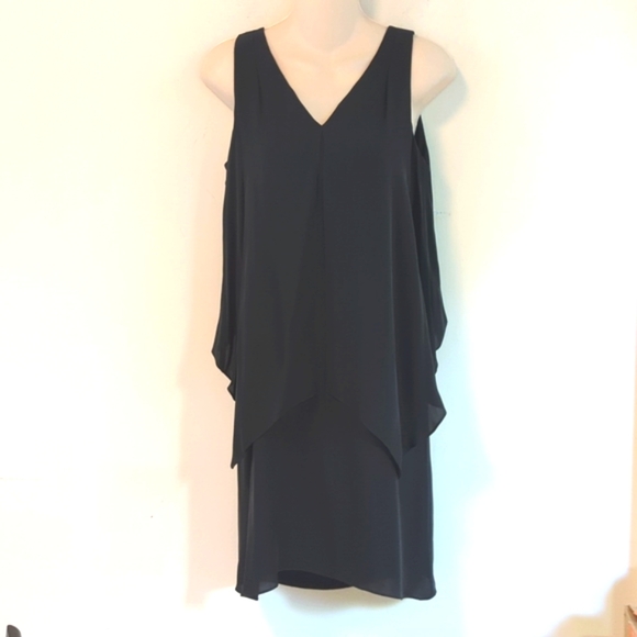 Theory Black Lyall Janelyn Flyaway Panel Silk Georgette Dress - Picture 4 of 16